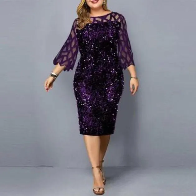 Plus Size Sequin Party Dress