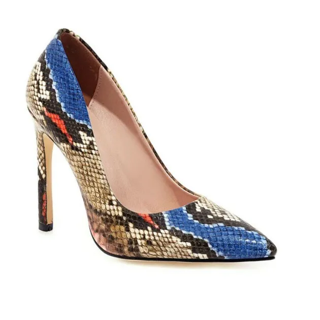 Color block snakeskin pattern net red super high heels