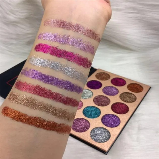 Sombra de ojos de lentejuelas de 15 colores esmaltada de belleza