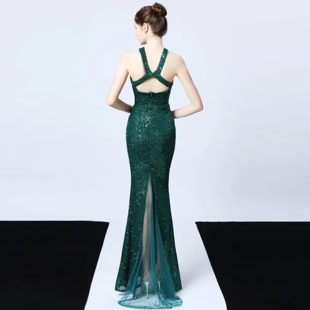 Sequined Party Dress Long Banquet Slim Fishtail