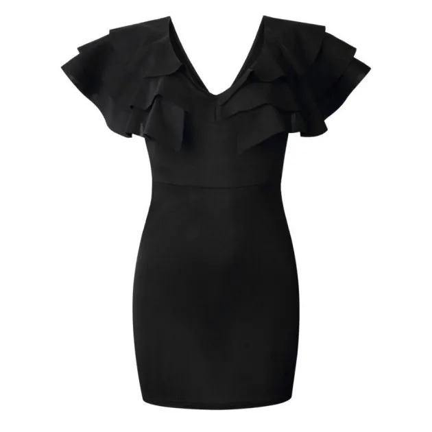 V-neck ruffled dress