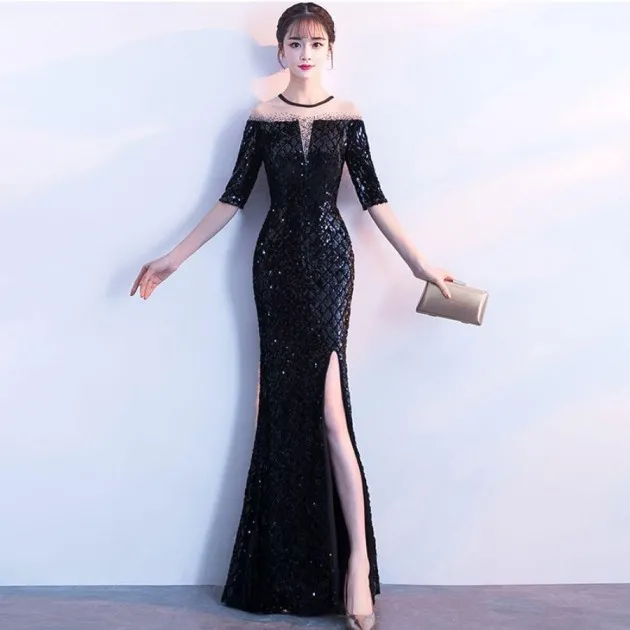 Host Catwalk Evening Dress Temperament Elegant Rhombus