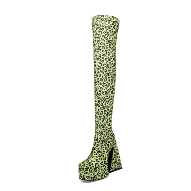 Square Head Thick Heel Knee High Boots