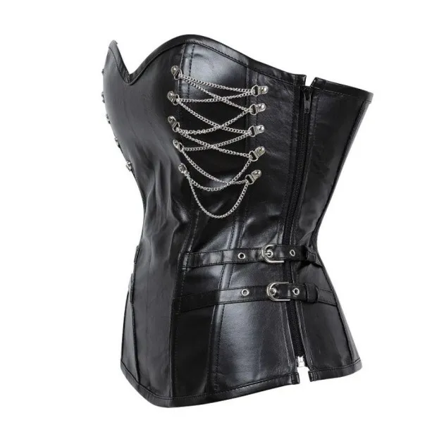 Gothic Zipper Leather Steel Court Corset