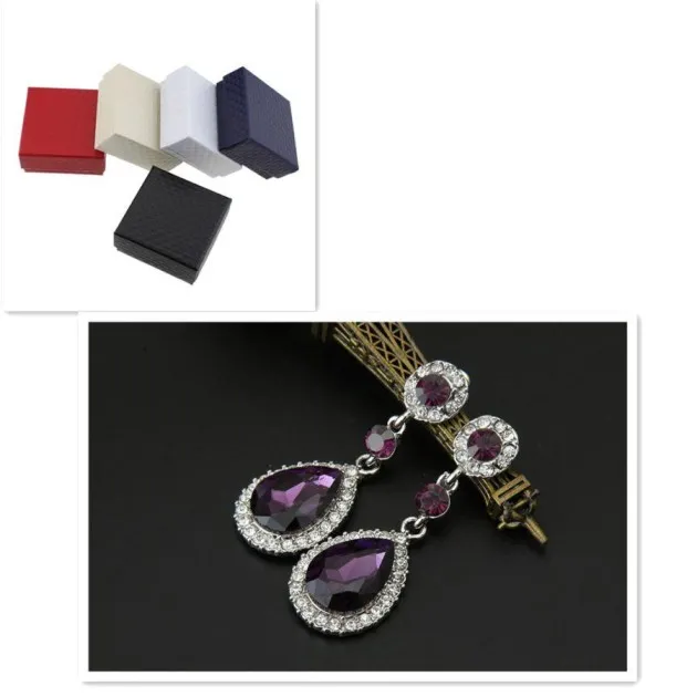 Purple tear drop crystal earrings