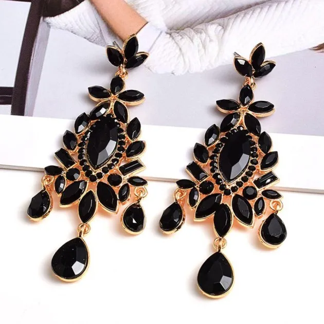 Vintage Elegant Drop-shaped Earrings Luxury Crystal Hanging Style