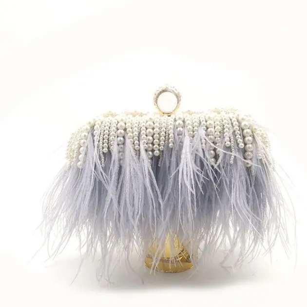 Ostrich Hair Bag Fashion Clutch Bag