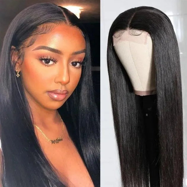 Natural Front Lace Wig Medium Long Straight Hair