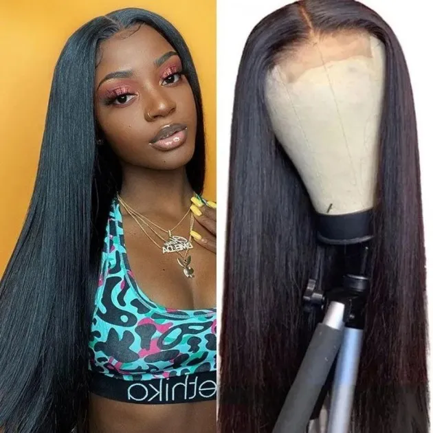 Natural Front Lace Wig Medium Long Straight Hair