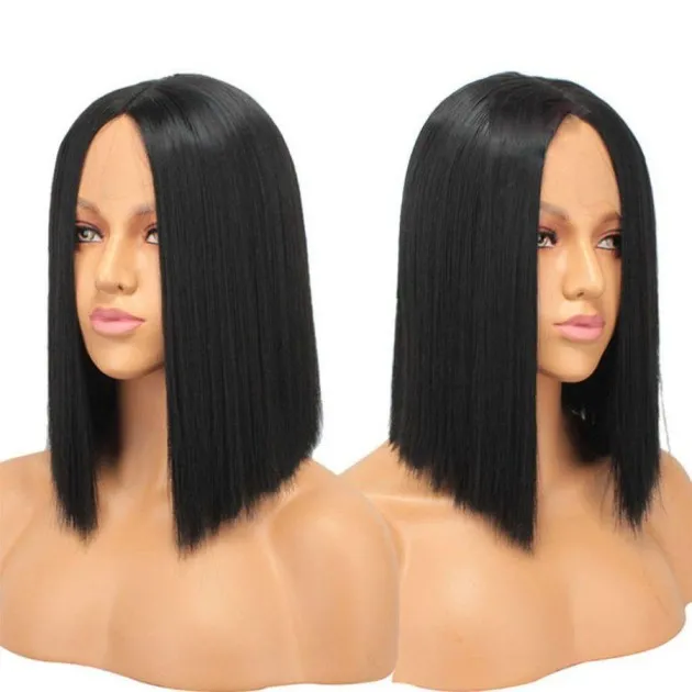 Nevaeh Black Short Straight Hair Front Lace Wig