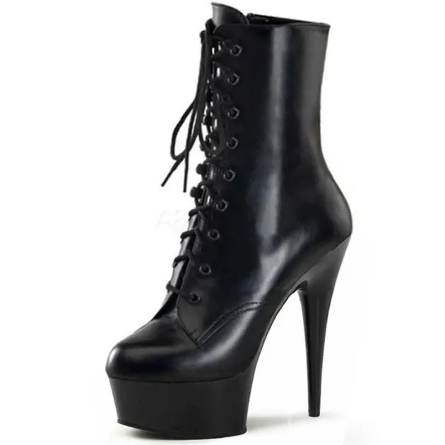 Sadie Lace-Up Low Boots Black Pole Dance&nbsp;