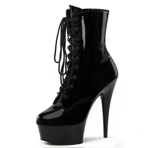 Botas bajas con cordones Sadie Negro Pole Dance