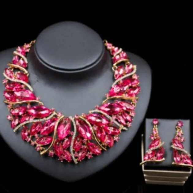 Ribbon of lux Necklace, Earrings Set