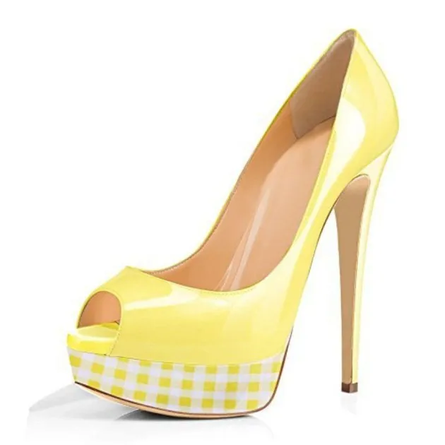 Josephine Candy Color Plaid Fish Mouth Platform Shoes