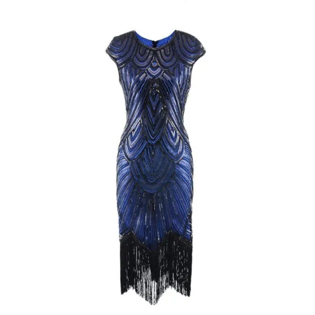 Vestido lentejuelas trenza flecos Gran Gatsby