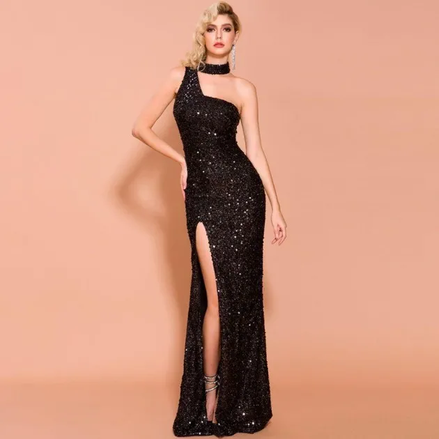 Split sequined banquet dress Charlie