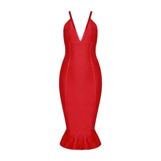 V-neck bandage fishtail dress Charlie