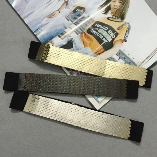 Metal Color Decorative Scales Stitching Girdle Belt