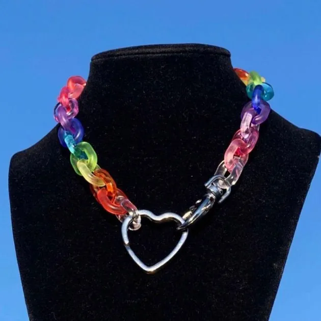 Colorful Acrylic Love Necklace Punky Drag Love