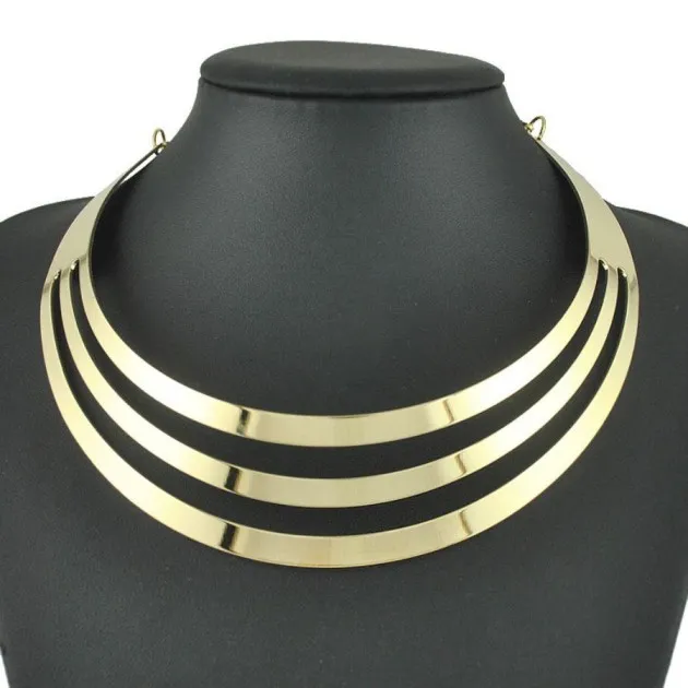 Exaggerated Glossy Metal Necklace Style Metal Collar