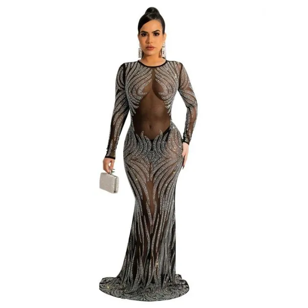 See-through Fishtail Package Hip Dress Host Style