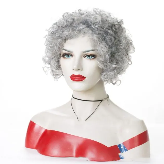 Granny gray gradient chemical fiber wig