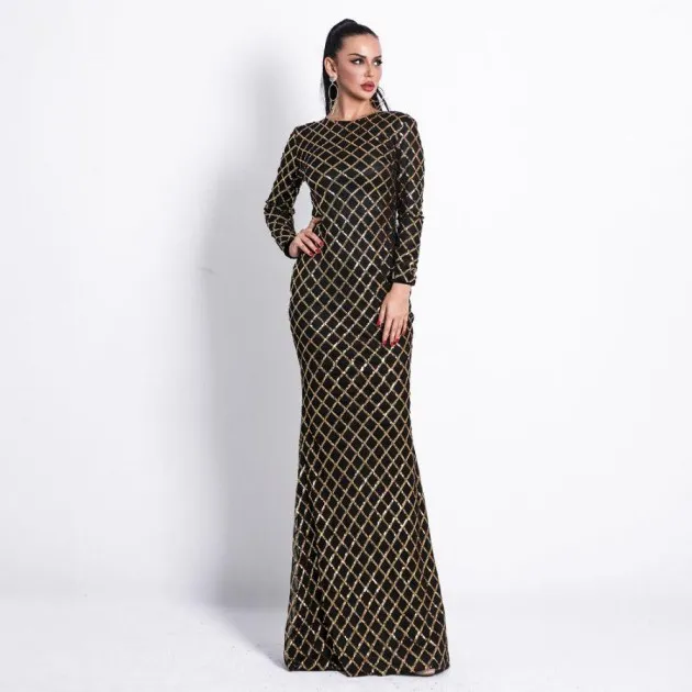 Round Neck Elegant Evening Sequin Dress Phoenix