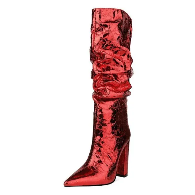 Metal Stone Pattern Thick High-heeled Stovepipe Boots Makayla