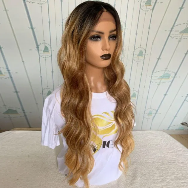 30inch Long Curly Hair Piano Color Synthetic Big Wave Wig Alexandria