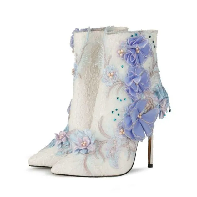 Mode Lace Flower Witte Schoenen