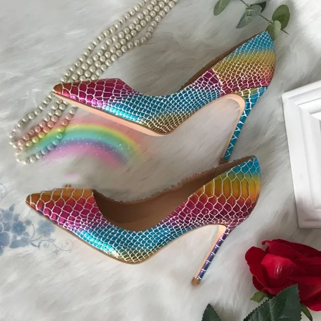 Rainbow snake print point-toe pumps Charlotte