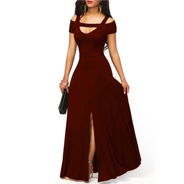 V-Neck Sexy Off-The-Shoulder Split Party Dress