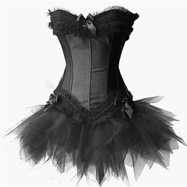 Burlesque Lace Up Corset Bustier TUTU Rok Lolita FANCY