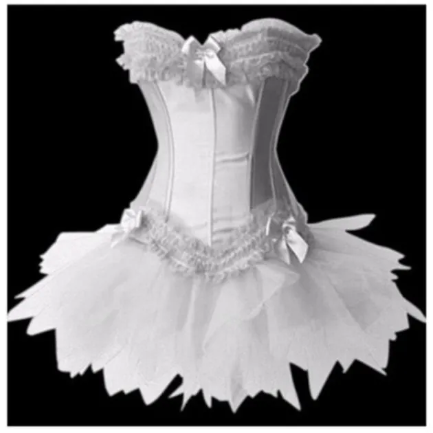 Burlesque Lace Up Corset Bustier TUTU Skirt Lolita FANCY