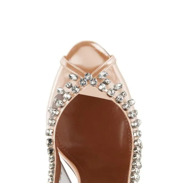 Fashion Stiletto Sandals Fish Mouth Rhinestone