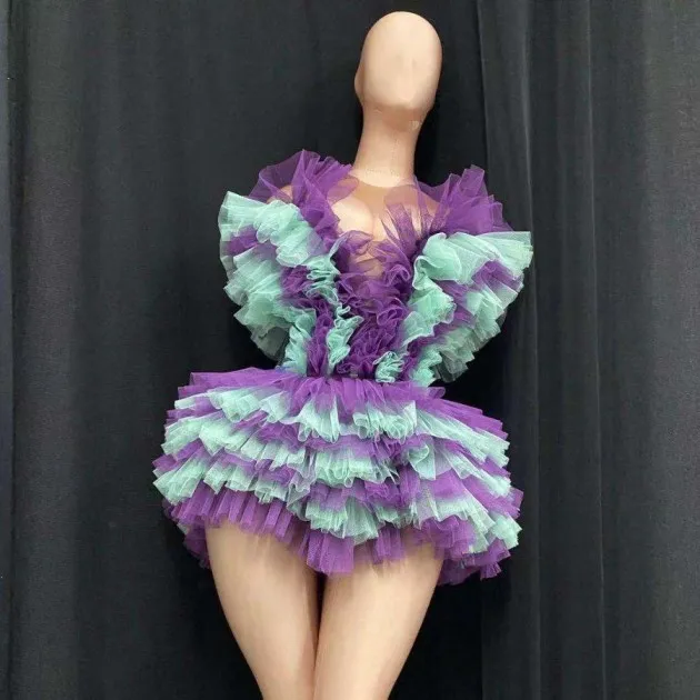 Rhinestone Tassel Mesh Elastic Thin Latin Dance Skirt Dress Stage Performance Clothes