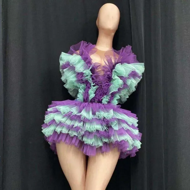 Vestido de falda de baile latino fino elástico de malla con borlas de diamantes de imitación ropa para el escenario