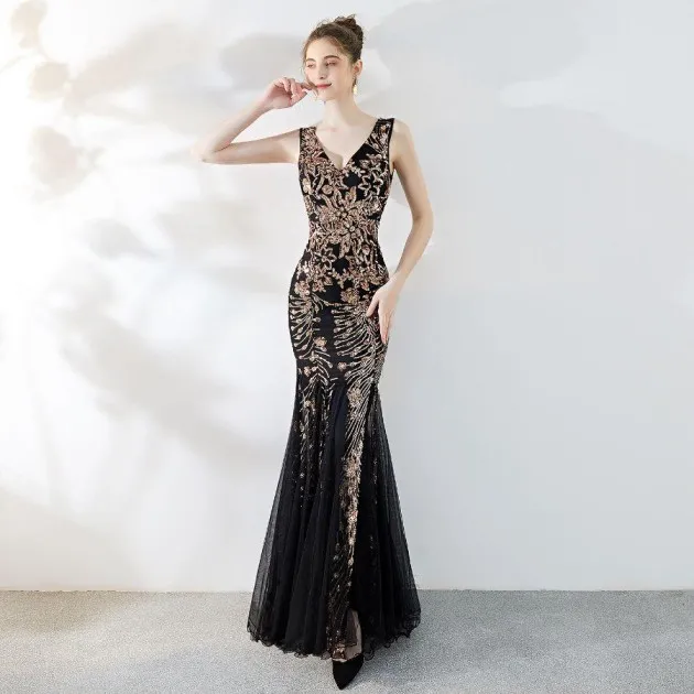 Banquet Temperament Elegant Evening Dress Fishtail Sequins