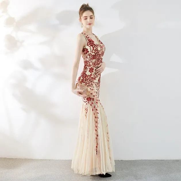 Banquet Temperament Elegant Evening Dress Fishtail Sequins