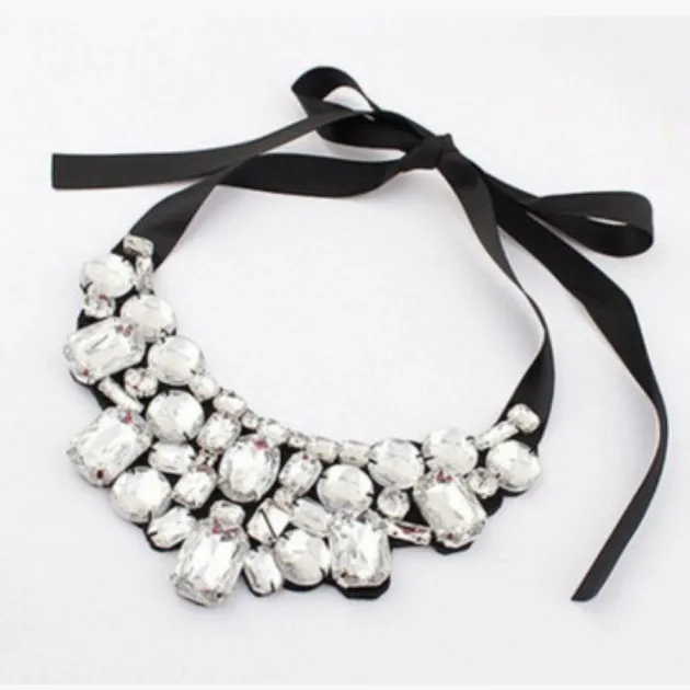 Exaggerated Sparkling Petal Fake Collar Necklace Irregular Short Necklace European Fashion Fake Collar