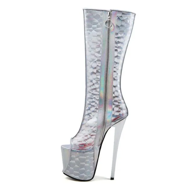 Transparent Colorful Fish Mouth Sexy High Boots