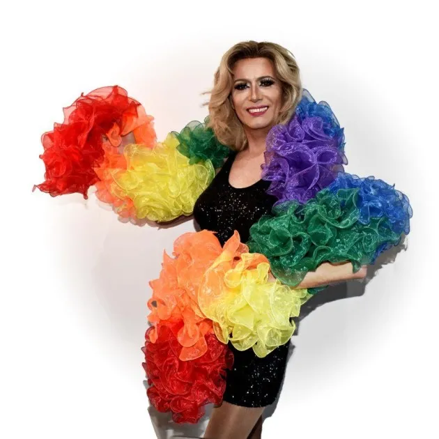 Regenboog Organza Ruffle Boa Drag Queen Pride