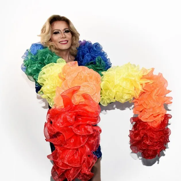 Rainbow Organza Ruffle Boa Drag Queen Pride