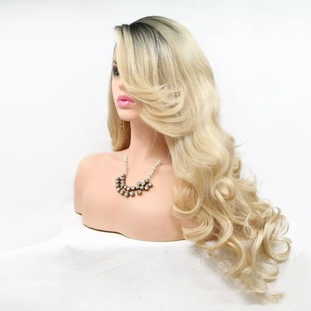 Front Lace Blonde Wig Oblique Bangs