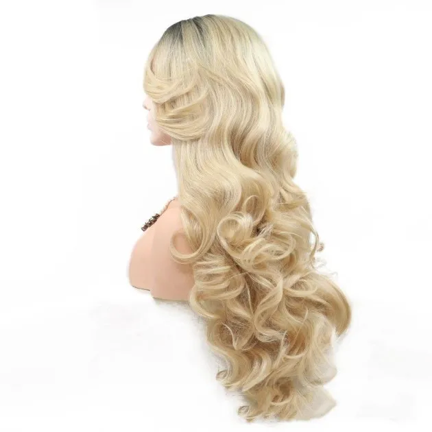 Front Lace Blonde Wig Oblique Bangs