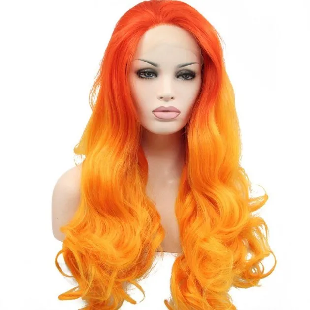 Lace Wig Big Wave Two Tone Rood Oranje