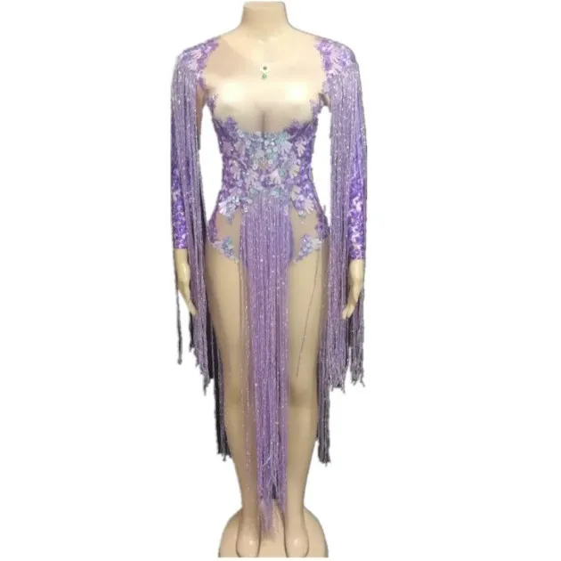 Fashion Personality Tassel One Piece Dance outfit