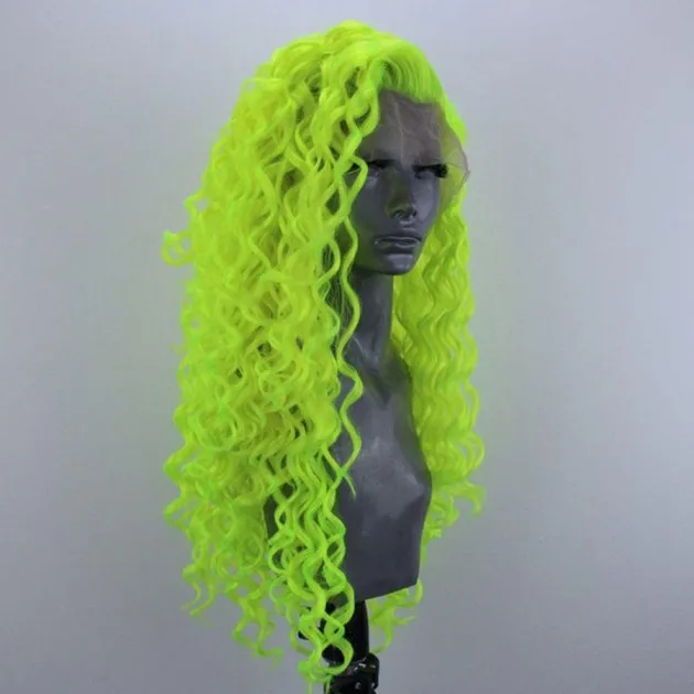 Fluorescent Neon Green Wig Curly Long