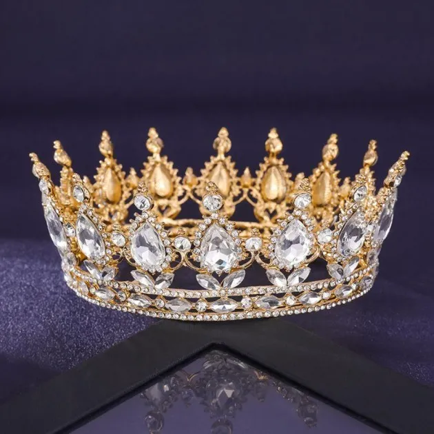 Tiara de círculo completo con corona de diamantes de imitación