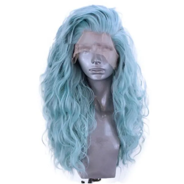 Front Lace Wig Bluish Cyan